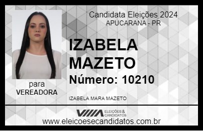 Candidato IZABELA MAZETO 2024 - APUCARANA - Eleições