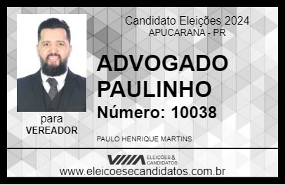 Candidato ADVOGADO PAULINHO 2024 - APUCARANA - Eleições