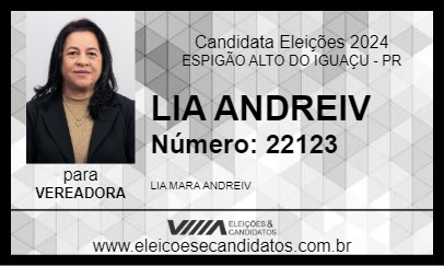 Candidato LIA ANDREIV 2024 - ESPIGÃO ALTO DO IGUAÇU - Eleições