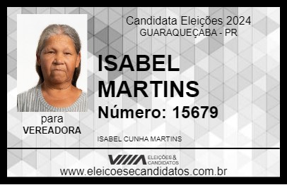 Candidato ISABEL MARTINS 2024 - GUARAQUEÇABA - Eleições