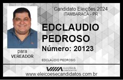 Candidato EDCLAUDIO PEDROSO 2024 - ITAMBARACÁ - Eleições