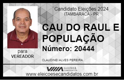 Candidato CAU DO RAUL E POPULAÇÃO 2024 - ITAMBARACÁ - Eleições