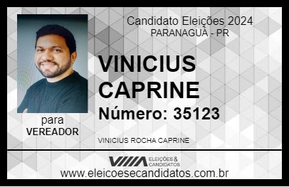 Candidato VINICIUS CAPRINE 2024 - PARANAGUÁ - Eleições