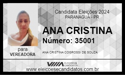 Candidato ANA CRISTINA 2024 - PARANAGUÁ - Eleições