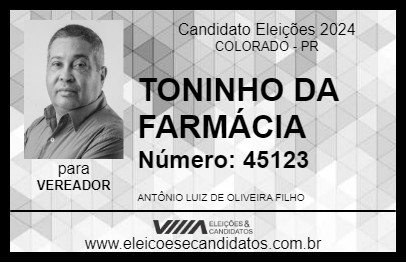 Candidato TONINHO DA FARMÁCIA 2024 - COLORADO - Eleições