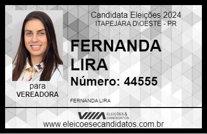 Candidato FERNANDA LIRA 2024 - ITAPEJARA D\OESTE - Eleições