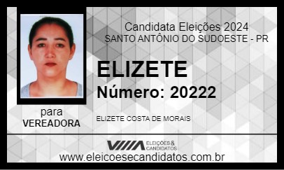 Candidato ELIZETE 2024 - SANTO ANTÔNIO DO SUDOESTE - Eleições