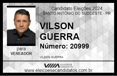 Candidato VILSON GUERRA 2024 - SANTO ANTÔNIO DO SUDOESTE - Eleições