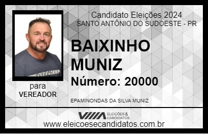 Candidato BAIXINHO MUNIZ 2024 - SANTO ANTÔNIO DO SUDOESTE - Eleições