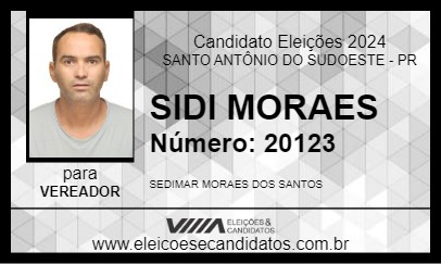 Candidato SIDI MORAES 2024 - SANTO ANTÔNIO DO SUDOESTE - Eleições