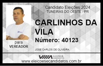 Candidato CARLINHOS DA VILA 2024 - TUNEIRAS DO OESTE - Eleições