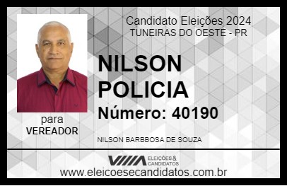 Candidato NILSON POLICIA 2024 - TUNEIRAS DO OESTE - Eleições