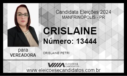 Candidato CRISLAINE 2024 - MANFRINÓPOLIS - Eleições