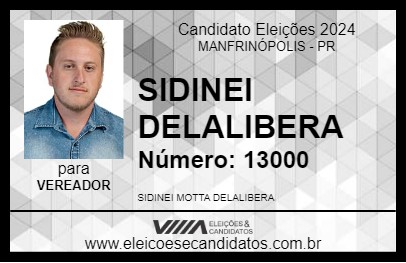 Candidato SIDINEI DELALIBERA 2024 - MANFRINÓPOLIS - Eleições