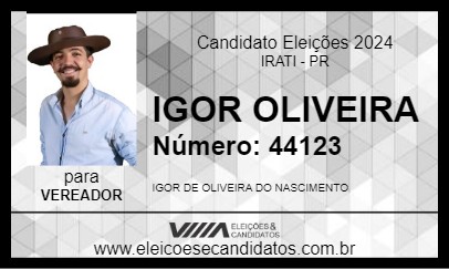 Candidato IGOR OLIVEIRA 2024 - IRATI - Eleições