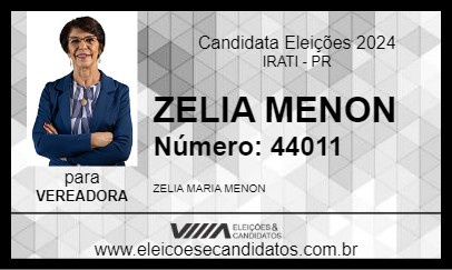 Candidato ZELIA MENON 2024 - IRATI - Eleições