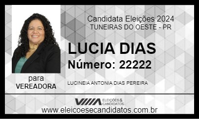 Candidato LUCIA DIAS 2024 - TUNEIRAS DO OESTE - Eleições