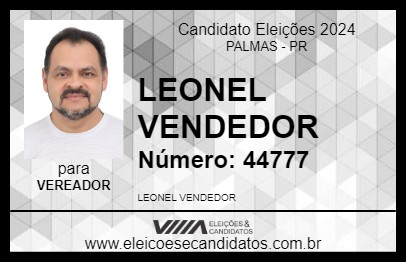 Candidato LEONEL VENDEDOR 2024 - PALMAS - Eleições