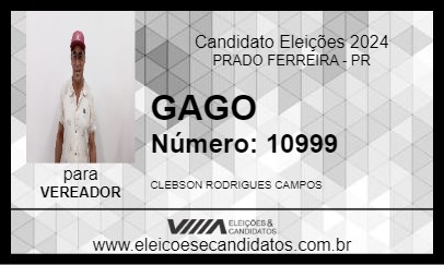 Candidato GAGO 2024 - PRADO FERREIRA - Eleições