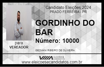 Candidato GORDINHO DO BAR 2024 - PRADO FERREIRA - Eleições