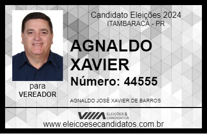 Candidato AGNALDO XAVIER 2024 - ITAMBARACÁ - Eleições