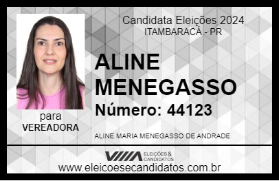 Candidato ALINE MENEGASSO 2024 - ITAMBARACÁ - Eleições