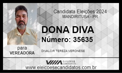 Candidato DONA DIVA 2024 - MANDIRITUBA - Eleições