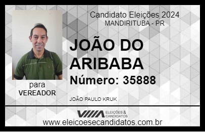 Candidato JOÃO DO ARIBABA 2024 - MANDIRITUBA - Eleições