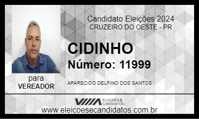 Candidato CIDINHO 2024 - CRUZEIRO DO OESTE - Eleições