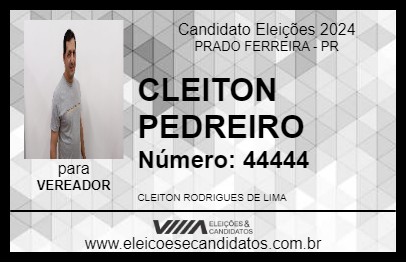 Candidato CLEITON PEDREIRO 2024 - PRADO FERREIRA - Eleições