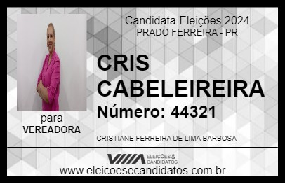 Candidato CRIS CABELEIREIRA 2024 - PRADO FERREIRA - Eleições