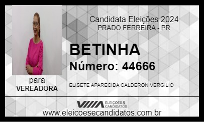 Candidato BETINHA 2024 - PRADO FERREIRA - Eleições