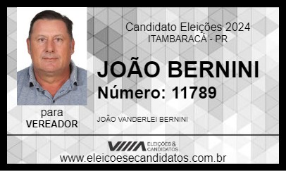 Candidato JOÃO BERNINI 2024 - ITAMBARACÁ - Eleições