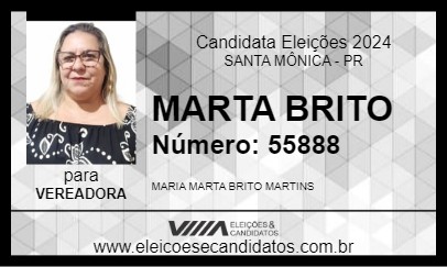 Candidato MARTA BRITO 2024 - SANTA MÔNICA - Eleições