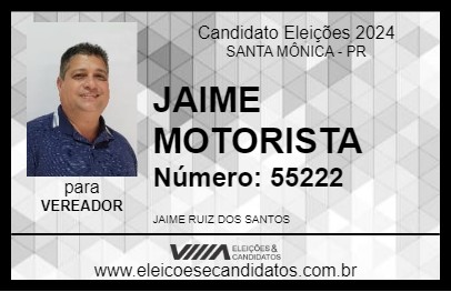 Candidato JAIME MOTORISTA 2024 - SANTA MÔNICA - Eleições