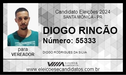 Candidato DIOGO RINCÃO 2024 - SANTA MÔNICA - Eleições