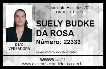 Candidato SUELY BUDKE DA ROSA 2024 - LINDOESTE - Eleições