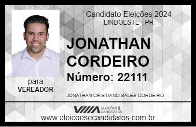 Candidato JONATHAN CORDEIRO 2024 - LINDOESTE - Eleições