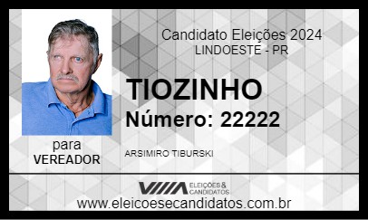 Candidato TIOZINHO 2024 - LINDOESTE - Eleições