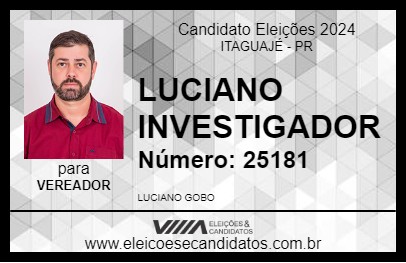 Candidato LUCIANO INVESTIGADOR 2024 - ITAGUAJÉ - Eleições