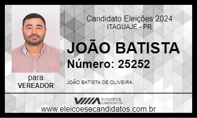 Candidato JOÃO BATISTA 2024 - ITAGUAJÉ - Eleições