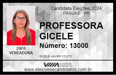 Candidato PROFESSORA GICELE 2024 - ITAGUAJÉ - Eleições