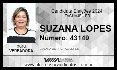 Candidato SUZANA LOPES 2024 - ITAGUAJÉ - Eleições