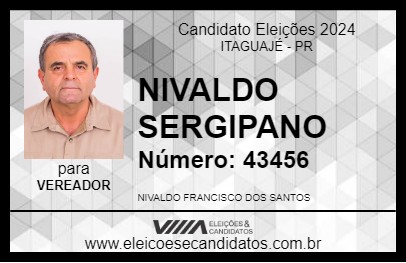 Candidato NIVALDO SERGIPANO 2024 - ITAGUAJÉ - Eleições