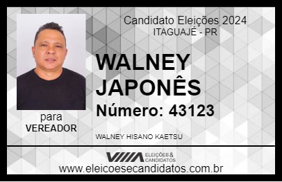 Candidato WALNEY JAPONÊS 2024 - ITAGUAJÉ - Eleições