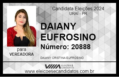 Candidato DAIANY EUFROSINO 2024 - URAÍ - Eleições