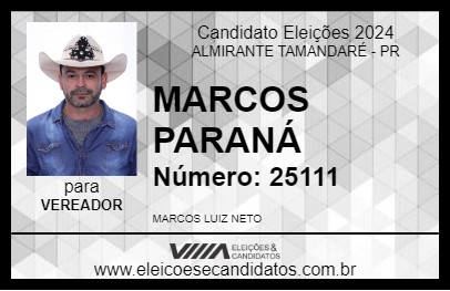 Candidato MARCOS PARANÁ 2024 - ALMIRANTE TAMANDARÉ - Eleições