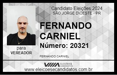 Candidato FERNANDO CARNIEL 2024 - SÃO JORGE D\OESTE - Eleições