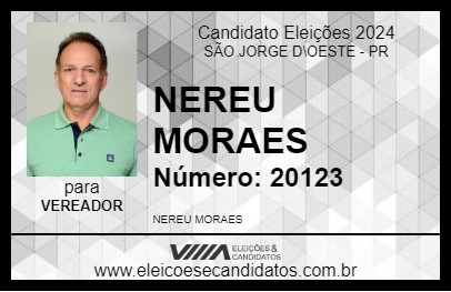 Candidato NEREU MORAES 2024 - SÃO JORGE D\OESTE - Eleições