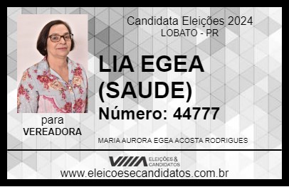 Candidato LIA EGEA (SAUDE) 2024 - LOBATO - Eleições